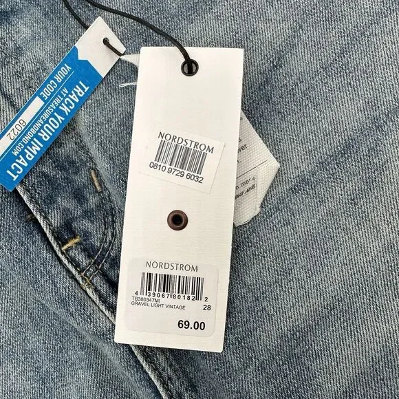 Denim Jean Mini Skirt Size 28 US 6 Gravel Light Vintage Raw Hem Treasure & Bond - Picture 9 of 15